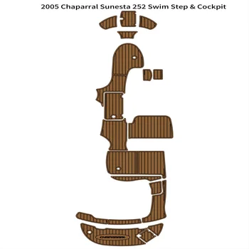 2005 Платформа за плуване Chaparral Sunesta 252, кокпита на лодката, подложка за пода от разпенен на тиково дърво, ЕВА