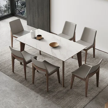 2022 Нов разход маса от масивно дърво в скандинавски стил и 4 стола за малък апартамент, изчистен правоъгълна маса, мебели за дома Mesa