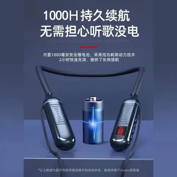 202377dslkh на Шийката на Bluetooth-дисплей захранване Безжична шейная Bluetooth слушалка 5.3 Спортна двойна батерия сверхдлинная резерв на слушалки