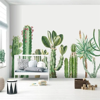 beibehang потребителски скандинавските малки пресни средновековни на растението cactus фон тапети, хол с ТЕЛЕВИЗОР интериор, 3d тапети фотообои
