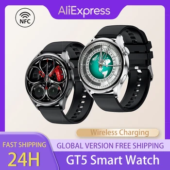 GT5 умен часовник Безжична зареждане на Bluetooth-съвместими предизвикателство NFC следи кръвното налягане и сърдечната честота спортен гривна за Android