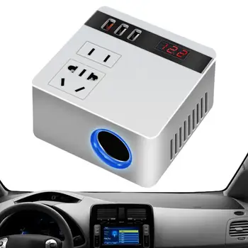 Автомобилен инвертор 150w Автомобилен инвертор с 2 USB-порта 12 В 24 В до 220 В Универсален интелигентен цифров преобразувател за въздух