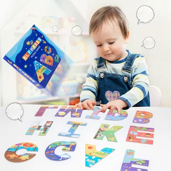 Детски Азбука-Пъзели Монтесори Играчки За Деца от 1 до 2 3 Години, Бебешки Алфавитные Цифри, Съответстващи на Формата, най-Ранните Образователни Игри