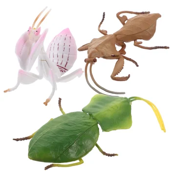 Детски игри комплект от 3 теми Изкуствена модел Малко украса Имитативната фигурка насекомо в крикет Пластмасов имитационный украшение