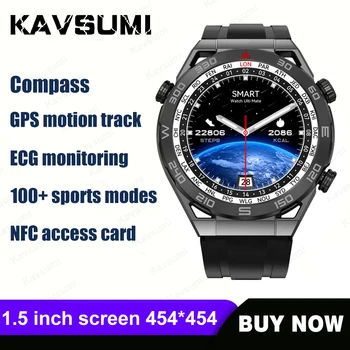 За Huawei Нов Компас Смарт Часовници За Мъже NFC ЕКГ + ТОЧКИ Bluetooth Повикване Часове Движението Тракер GPS Гривна на Бизнес Smartwatch Ultimate