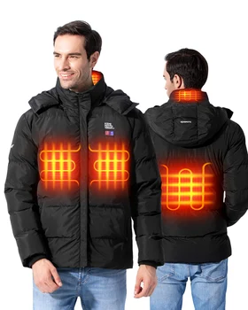 Зимно яке с качулка с подгряване, яке с електрически нагревател, USB батерия, регулируема памучно палто, ски спорт, туризъм, мъжки и дамски топли дрехи