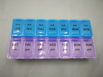 Калъф за хапчета Седмични прозрачни кутии за хапчета седмична давност двойна преносим комплект Семейна удобна кутия за съхранение на Контейнера за лекарства