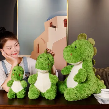 Красива кукла-динозавър цвят на авокадо, зелен малък динозавър, плюшен играчка, спи с възглавница, кукла, кукла за рожден ден, подаръци за деца, момичета