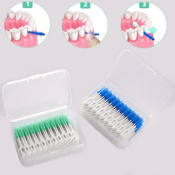 Межзубные силиконова четка 150/200 единици Кутия за клечки за Зъби за зъби, Четка за между зъбите клечки за зъби с конец инструменти за почистване на устната кухина