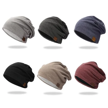 Модерна шапка-капак за мъже и жени, есенна вязаная однотонная пролетно ежедневни мека шапка-тюрбан в стил хип-хоп