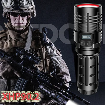 Най-мощният Xhp90.2 Led Фенерче Фенерчето Xhp90 Тактически Мини Военен Фенерче USB 18650 Акумулаторна Ръчна Лампа led Lanterna