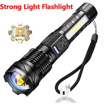 Преносим фенерче със силна светлина, зареждане чрез USB, увеличение, led фенерче, външно аварийно осветление, инструменти за къмпинг осветление, нощен риболов