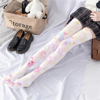 Пролетно-летни дамски тънки чорапи над коляното, тънки чорапи до коляното, сладки мультяшные сладък студентски чорапи за cosplay