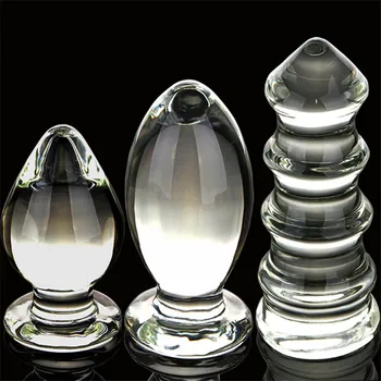 Супер голяма анален накрайник Голяма прозрачна анален накрайник от кристално стъкло за масаж на простатата Анални топчета-Анален вибратор Огромни анален секс играчки за жени