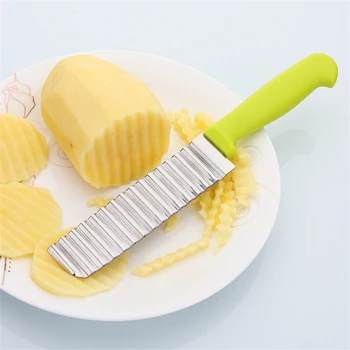 1 бр. нова вълна нож от неръждаема стомана за рязане на картофи, велпапе нож за нарязване на пържени картофи, инструменти за приготвяне на картофи