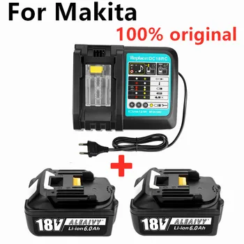 100% оригинална Акумулаторна Батерия BL1860 18V 6000mAh li-ion за Makita 18v Батерия BL1840 BL1850 BL1860B LXT400 + Зарядно устройство