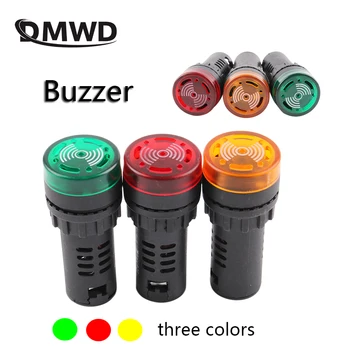 1БР 22 мм AD16-22SM Светлинен индикатор за сигналната лампа Светкавица зумер жълт/червен/зелен 12 В 24 В 110-220 е активен зумер