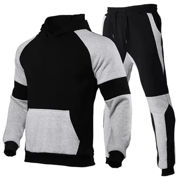 2023 Нов мъжки ежедневни комплект, спортен комплект, однотонная hoody с качулка + панталони, есенно-зимния моден комплект