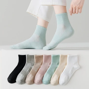 3 чифта чорапи, дамски висококачествени памучни пролетно-летни чорапи с ниска засаждане на щиколотку, тънка мрежа, обикновена дишащи меки къси чорапи