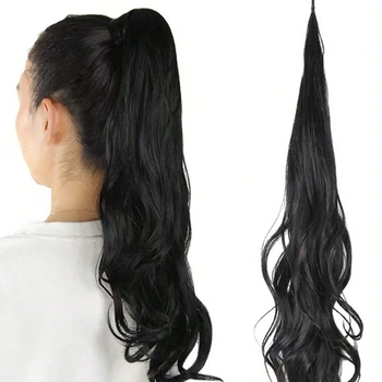 32-инчов гъвкав обръч за удължаване на косата във формата на конска опашка, светла опашка, синтетични дълга къдрава коса, опашка за жени, ежедневна употреба