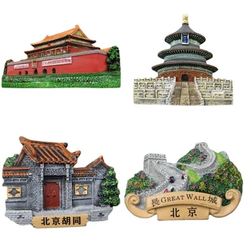 3D Пекин Сувенири За Пътуване Магнити за Хладилник Китай Пекин, Великата китайска Стена Туристически Сувенири, Магнитни Стикери за Хладилник