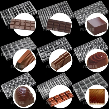 3D поликарбонатная форма за шоколад за печене форма за шоколадови блокчета, шоколадови бонбони, Бонбон, украса шоколадова торта, сладкарница инструмент, форми за печене