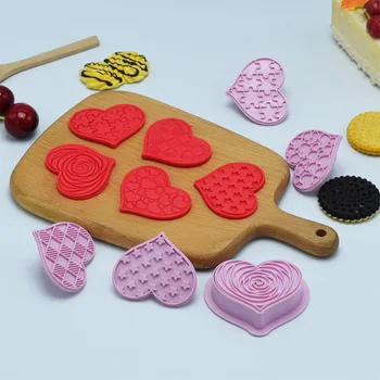 6 бр./компл. форма за бисквити във формата на сърца, начална форма за печене на торта, набор от креативни форми за бисквити