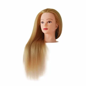 65 см 100% висока влакнести манекен за тренировки светли косми, главата на куклата, тренировочная главата за фризьорски салони за продажба, манекен
