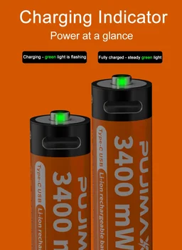 AA от 1,5 Акумулаторна Батерия Li-ion 3400 МВтч батерия с Висок Капацитет С Постоянно изходно Напрежение За Играчки Батерия Typc-C Кабелна Зареждане