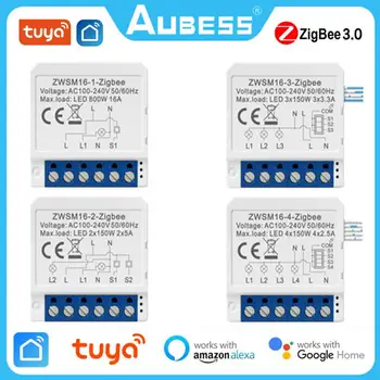 AUBESS ZigBee Вкл-изкл 1/2/3/4-позиционен ключ с двойно управление, Модул за автоматизиране на Интелигентен автоматичен прекъсвач Графити с дистанционно управление