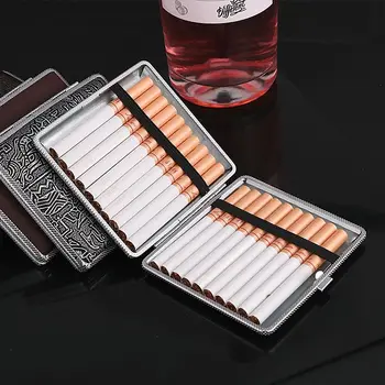 BORISTAK20 Sticky кожена кутия за цигари, портсигар, метални аксесоари за пушачи, калъф за съхранение на тютюн, подарък за мъже