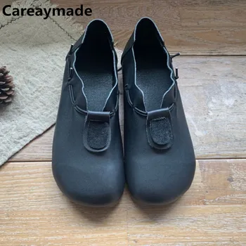 Careaymade - Нова мека кожена обувки на нисък ток, с кръгло бомбе и ожулвания, индивидуална удобната универсална дамски обувки за почивка