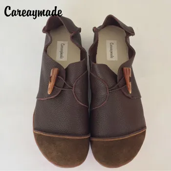 Careaymade - Нова ръчно изработени обувки от естествена телешка кожа със седалище убором, обувки mori момиче в стил ретро, дамски ежедневни обувки на равна подметка, размер 4-10