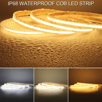 IP68 Водоустойчив led лента COB 12 В 24 В 480 светодиода/m на височина, ярка гъвкава светодиодна лента за външно осветление на сауна, басейн