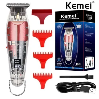 Kemei професионална машина за подстригване на коса с малък размер KM-NG204, прозрачно масло за тяло, машинки за подстригване на коса с жидкокристаллическим цифров дисплей