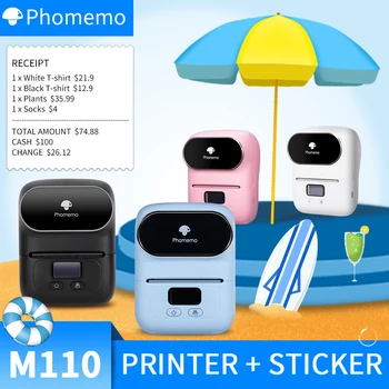 Labeller Машина Phomemo M110, Термотрансферен Печат с Безжичен Преносим Этикетировочной машина за самоклеящегося принтер на баркод