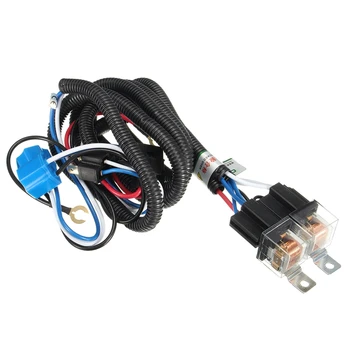 Led лампа с нажежаема жичка с отрицателен превключване H4, комплект за свързване на реле с нажежаема жичка, колан, кабели, щепсел