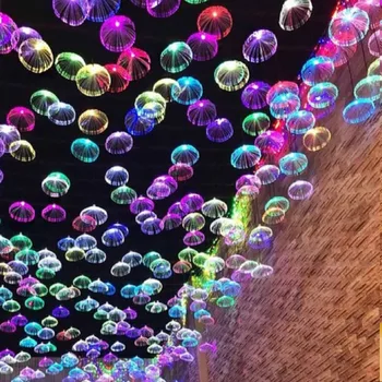 Led оптична медуза, цветни нощна светлина във вид на медуза, за да украсят дома, 12, страхотна венец, монтиран на стената, коледни светлини, вечерни