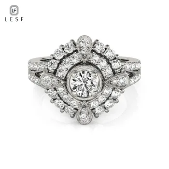 LESF диамант с муассанитом 0,5 карата, халки от сребро 925 проба, годежни пръстени за жени, модни бижута са от истинско сребро