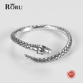 RORU Green CZ Пръстени във формата на змии от сребро 925 проба, регулируема ретро дизайн за мъже, модни дамски бижута с животни, 2022, лидер на продажбите