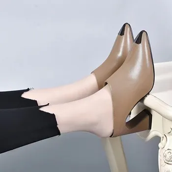 Sandalias Лято 2023, нови дамски чехли, сандали на високи токчета, женските висококачествени чехли от изкуствена кожа, дамски обувки-лодка