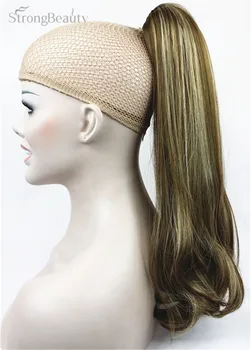 StrongBeauty 45 см синтетичен дълга опашка, шнола за коса разширения във формата на конска опашка, шнола за коса директно фасона, 17 цвята