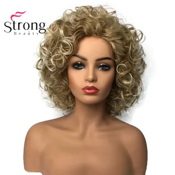 StrongBeauty Shotr, къдрава естествени пухкави прически, перуки, без костилка, женски перука, изработени от синтетична коса
