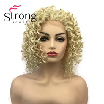 StrongBeauty Завързана предни светъл извратени афро висока температура Ок Пълен синтетични перука, завързана