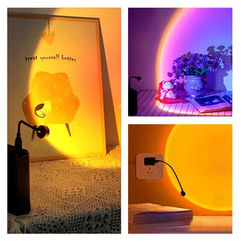 USB Sunset Lamp LED дъгата неоновите лека нощ Проектор Снимка Монтиране на атмосферното осветление за спалня Декор на началната стая Подарък