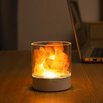 USB лампа с естествена гималайской сол led лампа с кристали за пречистване на въздуха лампа с пламък в атмосферата, топъл настолна лампа, лавовая лампа за спални