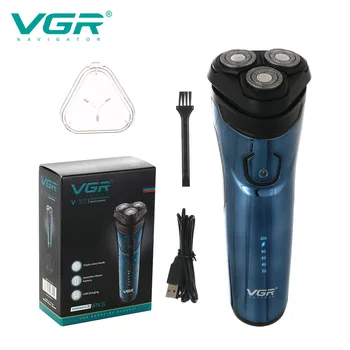 VGR Трехголовочная на Ротационната Самобръсначка С Мъжки Дигитален дисплей, Предназначен за измиване на тяло, USB-Акумулаторна Самобръсначка V-322, Машинка за подстригване На мустаци