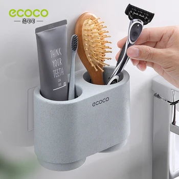 Автоматично опаковка на паста за зъби ECOCO, прахоустойчив, държач за четка за зъби, стенни поставки, аксесоари за баня, комплект от 2 чаши паста за зъби