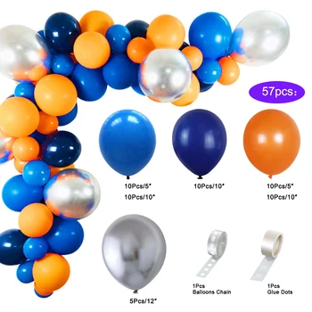 Балони за космически парти за рожден ден, Оранжеви, тъмно сини хромирани сребърни балони Арочная венец за детски декор на рожден ден Детско шоу
