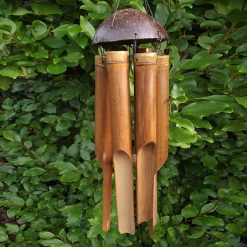 Бамбукови свирки, голям звънец, дърво ръчна изработка, вътрешен и външен стенен камбанка, украса за дома